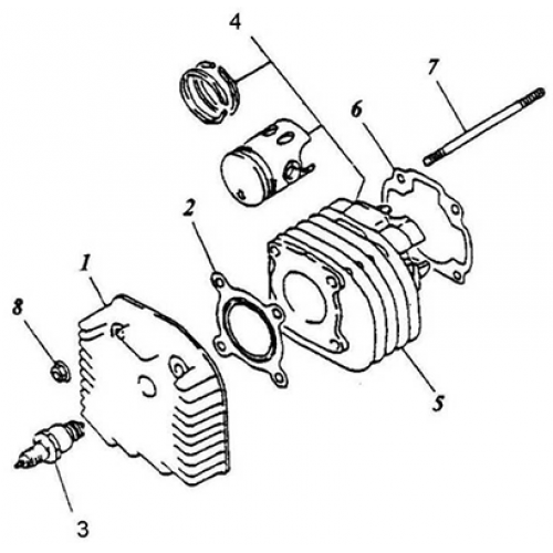 Cylinder, Cylinder Head (Silver Fox 50) Cylinder, Cylinder Head (Silver Fox 50)
