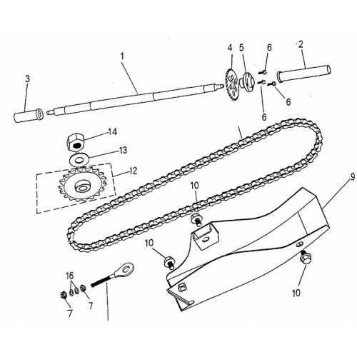 Rear Wheel Axle, Chain (Blazer 50cc ATV)