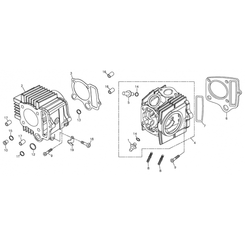 Cylinder, Cylinder Head (Adly ATV 90Z2 4T (Gear Drive)) Cylinder, Cylinder Head (Adly ATV 90Z2 4T (Gear Drive))