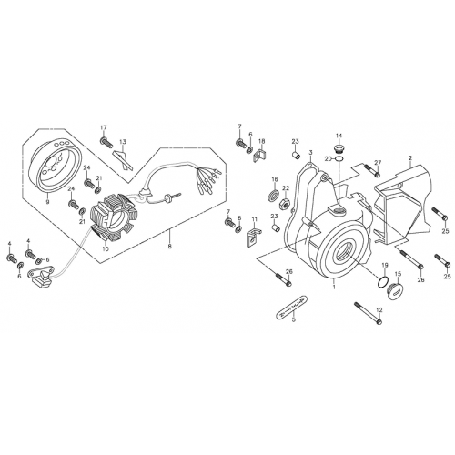 Left Crankcase Cover, Generator (Adly ATV 90Z2 4T (Gear Drive)) Left Crankcase Cover, Generator (Adly ATV 90Z2 4T (Gear Drive))