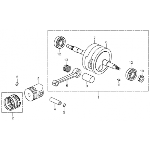 Crankshaft, Piston (Adly ATV 90Z2 4T (Gear Drive)) Crankshaft, Piston (Adly ATV 90Z2 4T (Gear Drive))