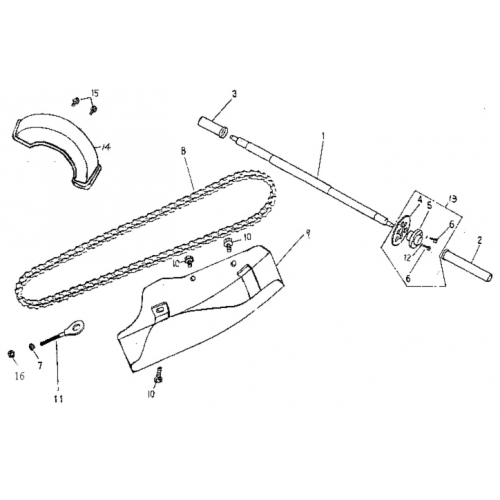Rear Wheel Axle, Chain (Adly ATV 90Z2 4T (Gear Drive)) Rear Wheel Axle, Chain (Adly ATV 90Z2 4T (Gear Drive))
