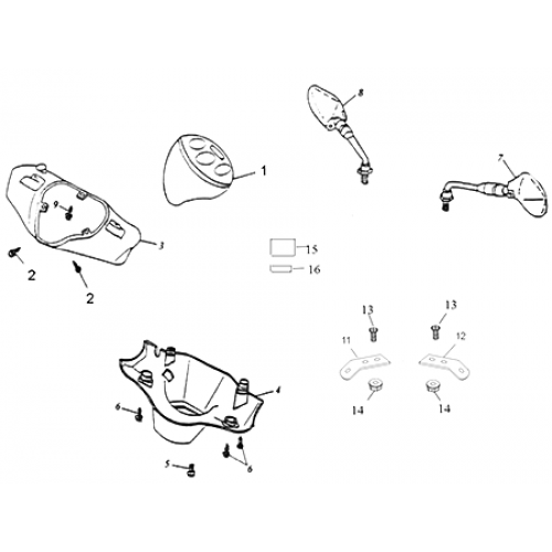 Head Light, Rear View Mirrors (Thunder Bike 150)