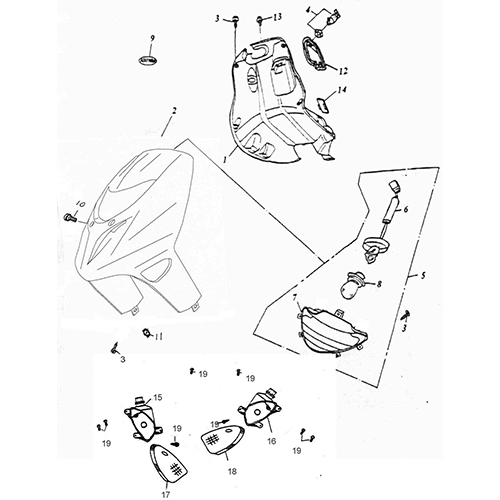 Front Cover, Inner Box,Headlight (Thunder Bike 150)