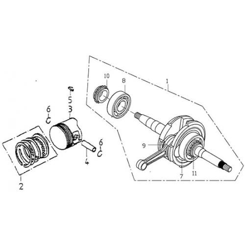 Crank Shaft, Piston (Adly ATV 150S II CrossXRoad) Crank Shaft, Piston (Adly ATV 150S II CrossXRoad)