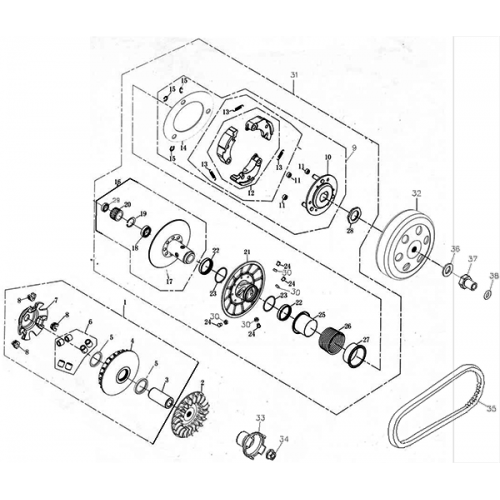 Driven Pulley (Adly ATV Q280) Driven Pulley (Adly ATV Q280)