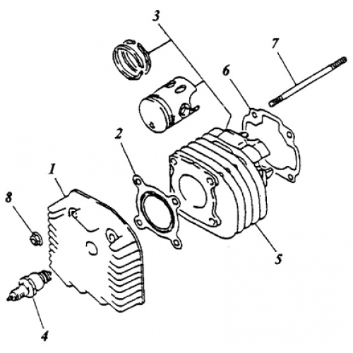 Cylinder, Cylinder Head (Adly ATV 50cc 2T) Cylinder, Cylinder Head (Adly ATV 50cc 2T)