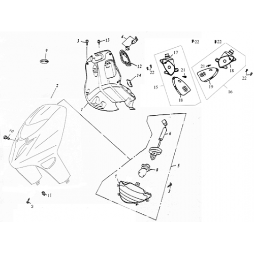 Front Cover, Headlight (Thunder Bike 50)