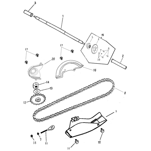 Rear Wheel Axle, Chain (Adly ATV 90RV 4T)