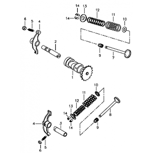Cramshaft and Valves (Silver Fox (4 Stroke)) Cramshaft and Valves (Silver Fox (4 Stroke))