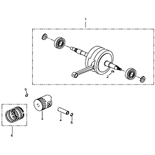 Cramshaft and Piston (Silver Fox (4 Stroke)) Cramshaft and Piston (Silver Fox (4 Stroke))