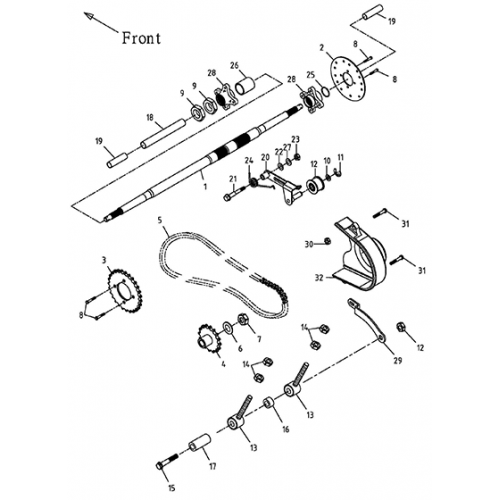 Rear Wheel Axle, Chain (Adly GK-125 (BK-125) 2005) Rear Wheel Axle, Chain (Adly GK-125 (BK-125) 2005)