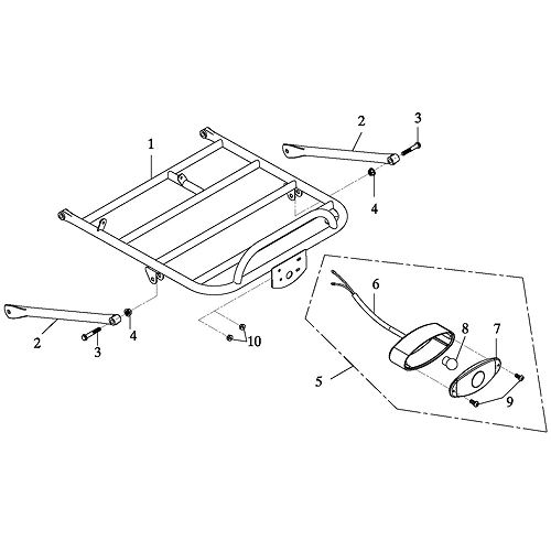 Luggage Carrier, Tail Light (Adly GK-125 2009) Luggage Carrier, Tail Light (Adly GK-125 2009)