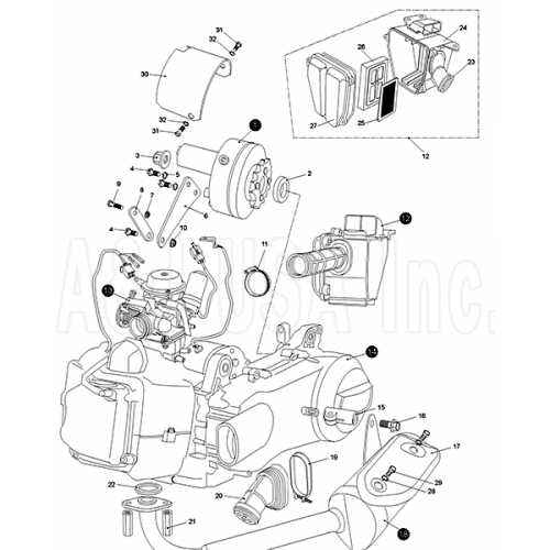 Engine | Muffler | Air Cleaner (Kasea LM150IIR 2003)